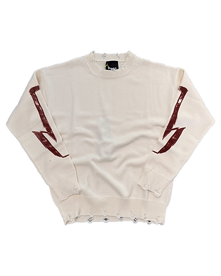 DISCLAIMER cream bordeaux jumper